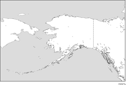 アラスカ州白地図州都あり(英語)