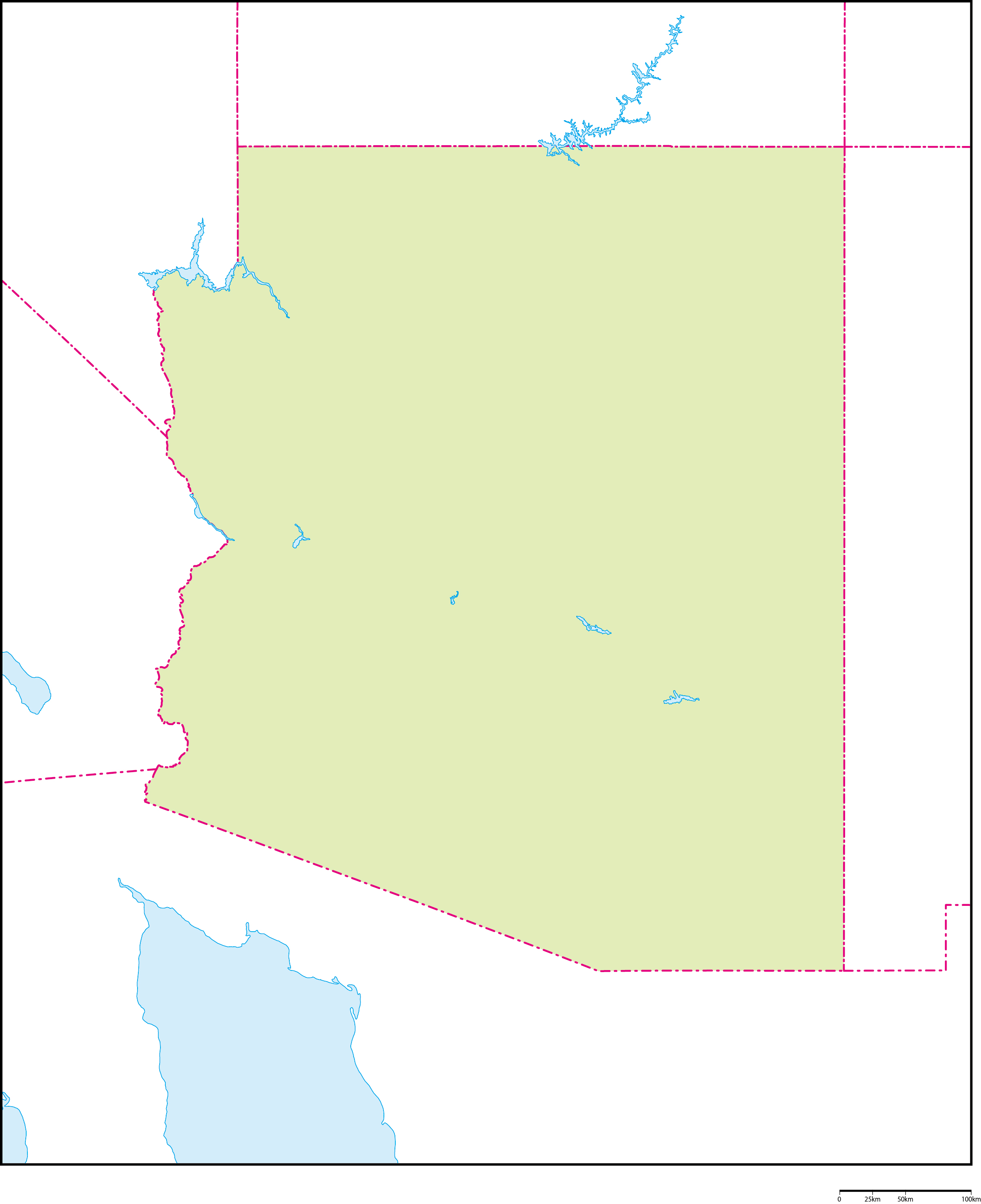 アリゾナ州地図フリーデータの画像