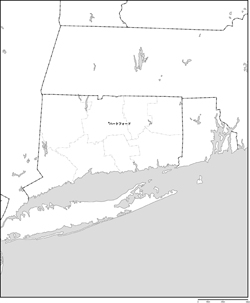 コネチカット州郡分け白地図州都あり(日本語)