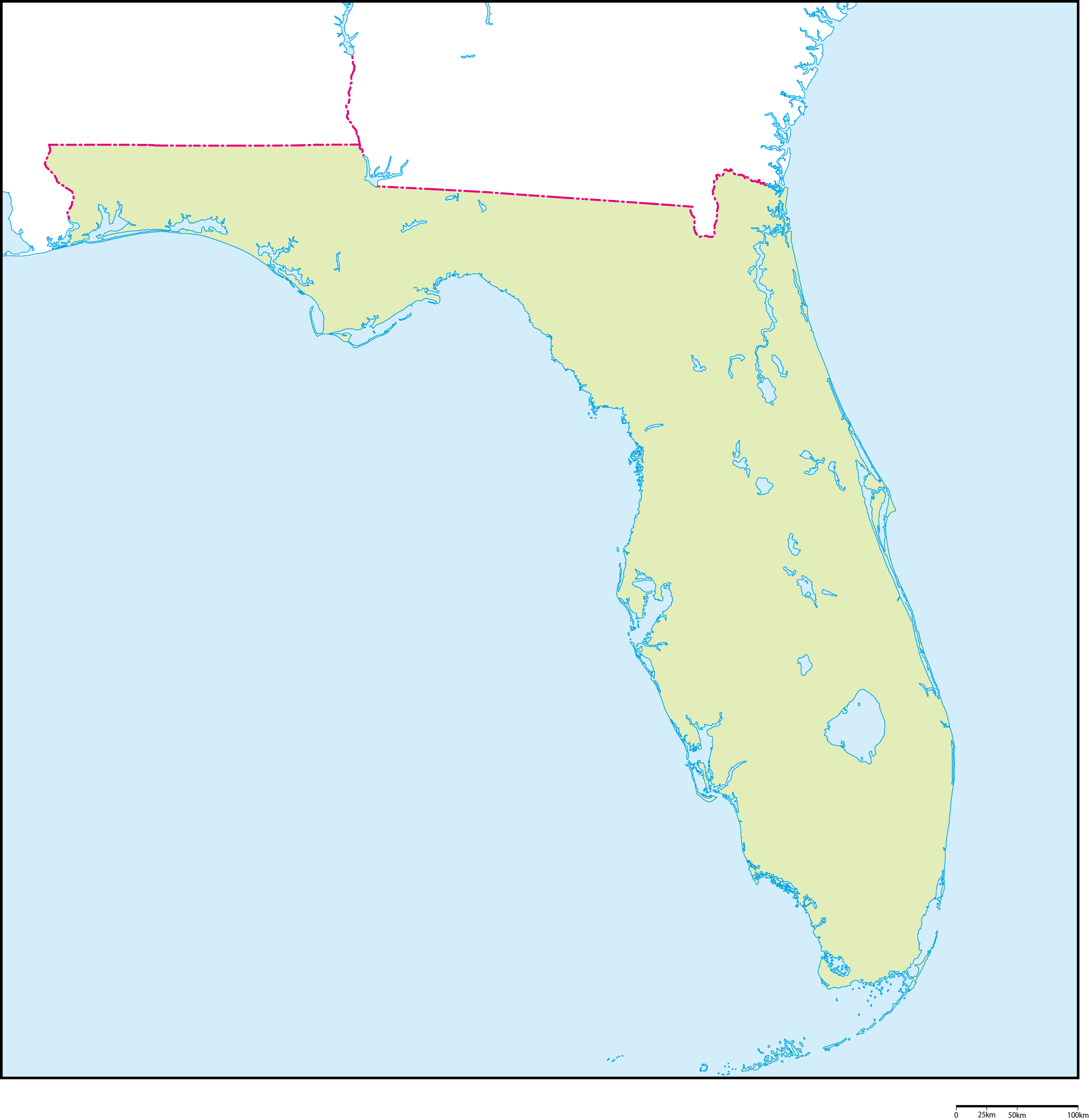 フロリダ州地図フリーデータの画像