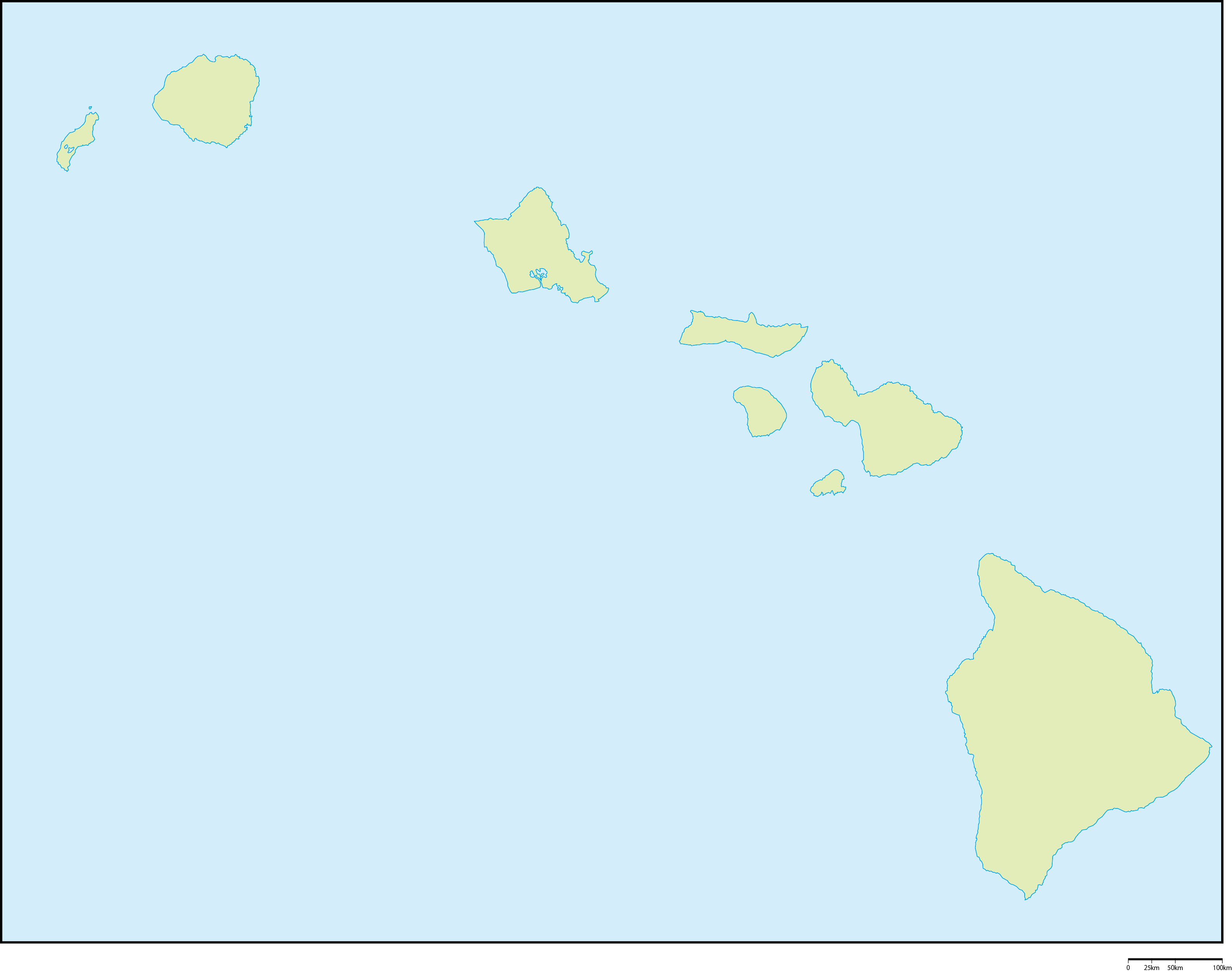 ハワイ州地図フリーデータの画像