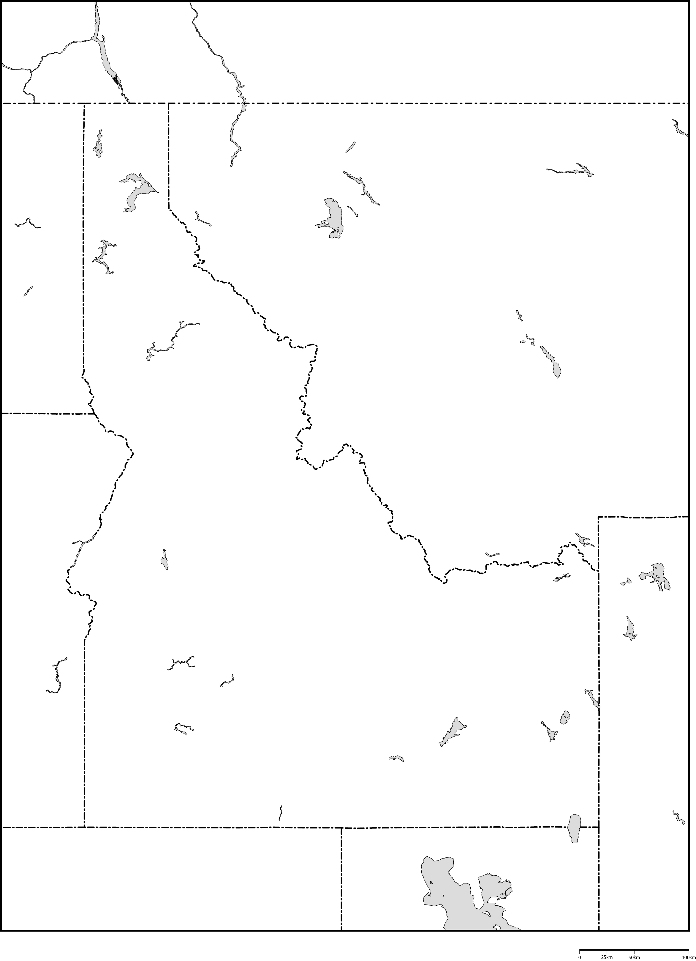 アイダホ州白地図フリーデータの画像