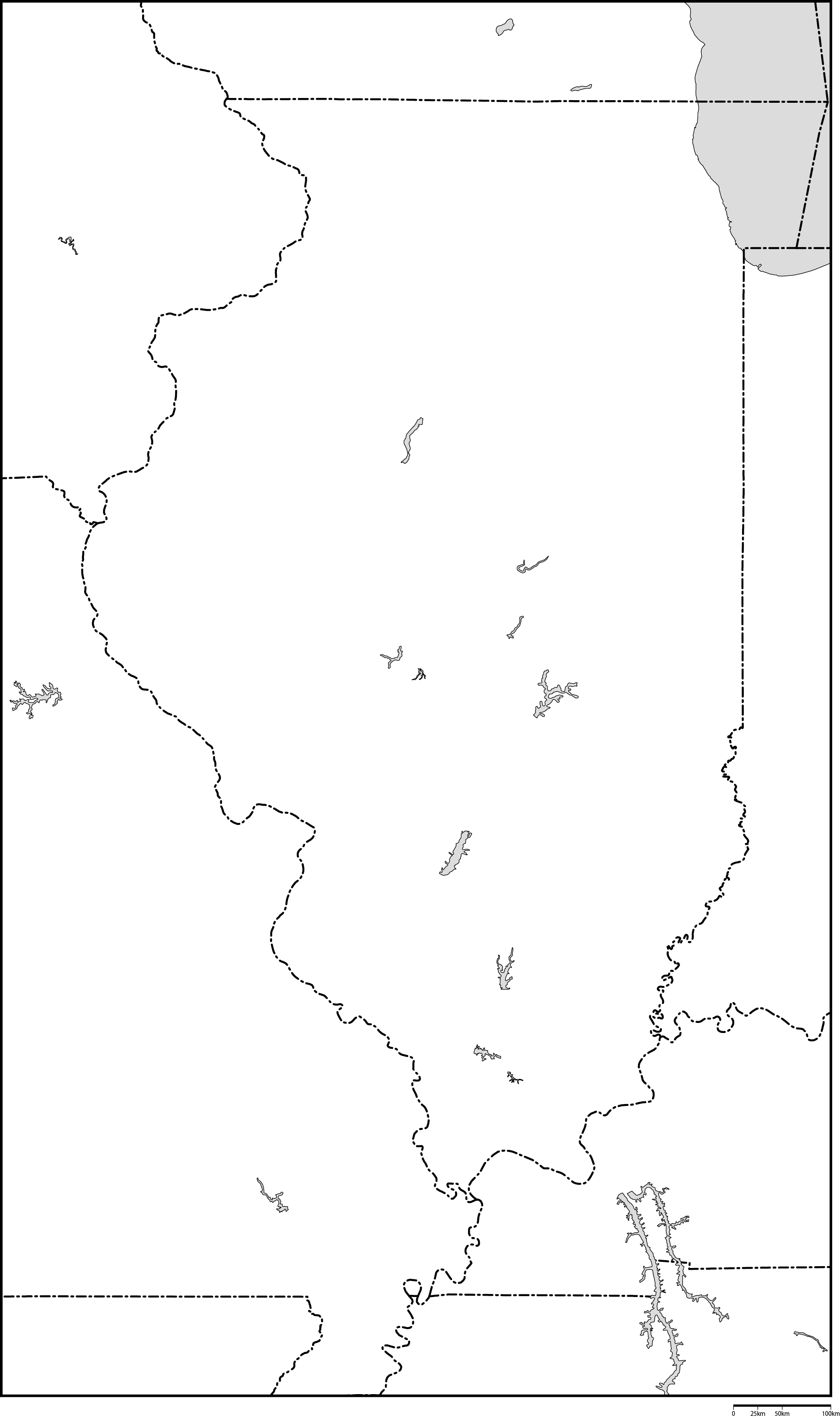 イリノイ州白地図フリーデータの画像