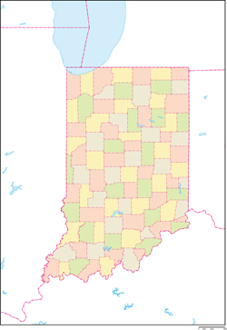 インディアナ州郡色分け地図