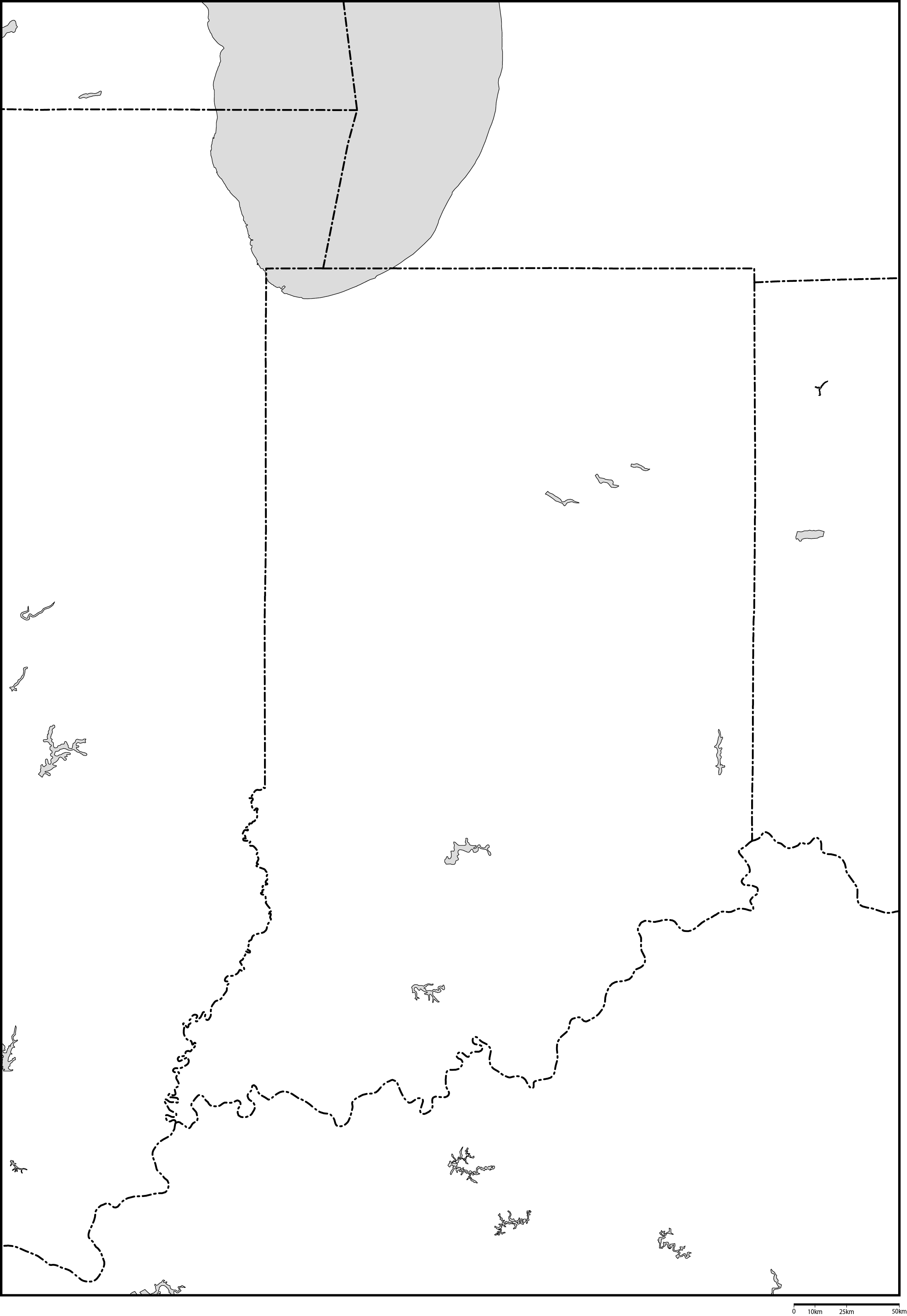 インディアナ州白地図フリーデータの画像