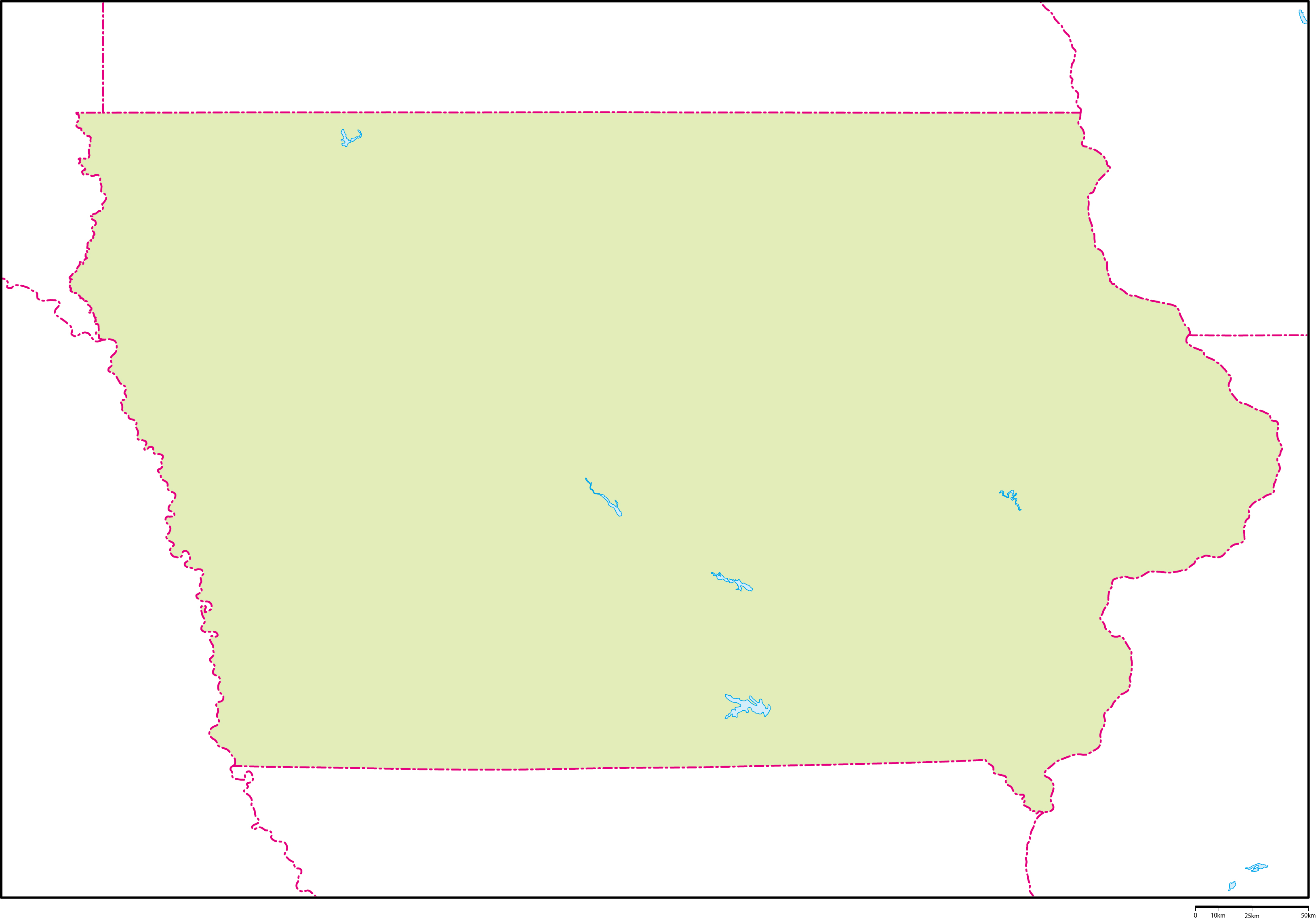アイオワ州地図フリーデータの画像