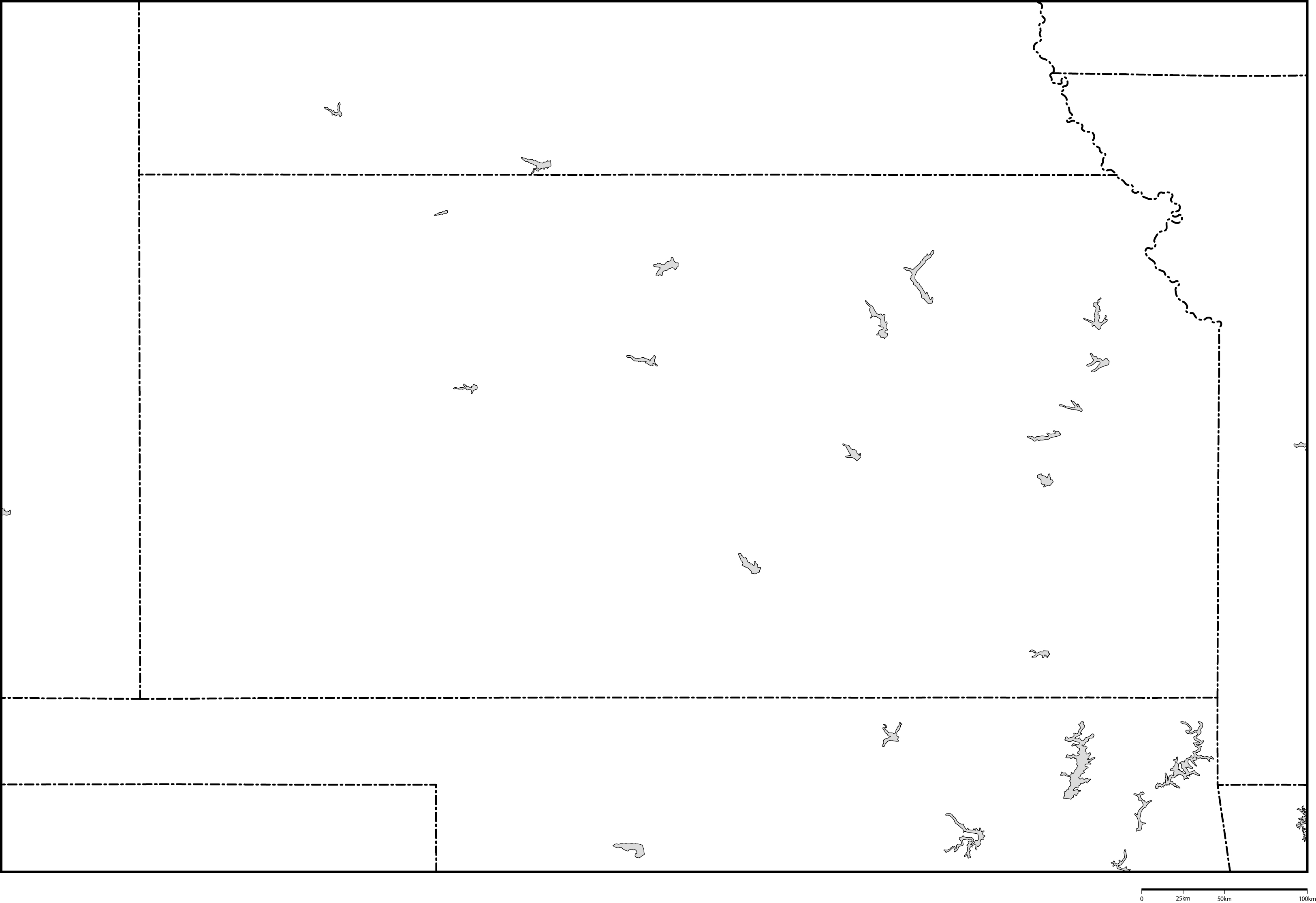 カンザス州白地図フリーデータの画像
