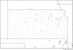 カンザス州郡分け白地図州都あり(英語)