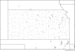 カンザス州郡分け白地図郡名あり(英語)