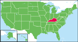 ケンタッキー州の地図・白地図 State of Kentucky