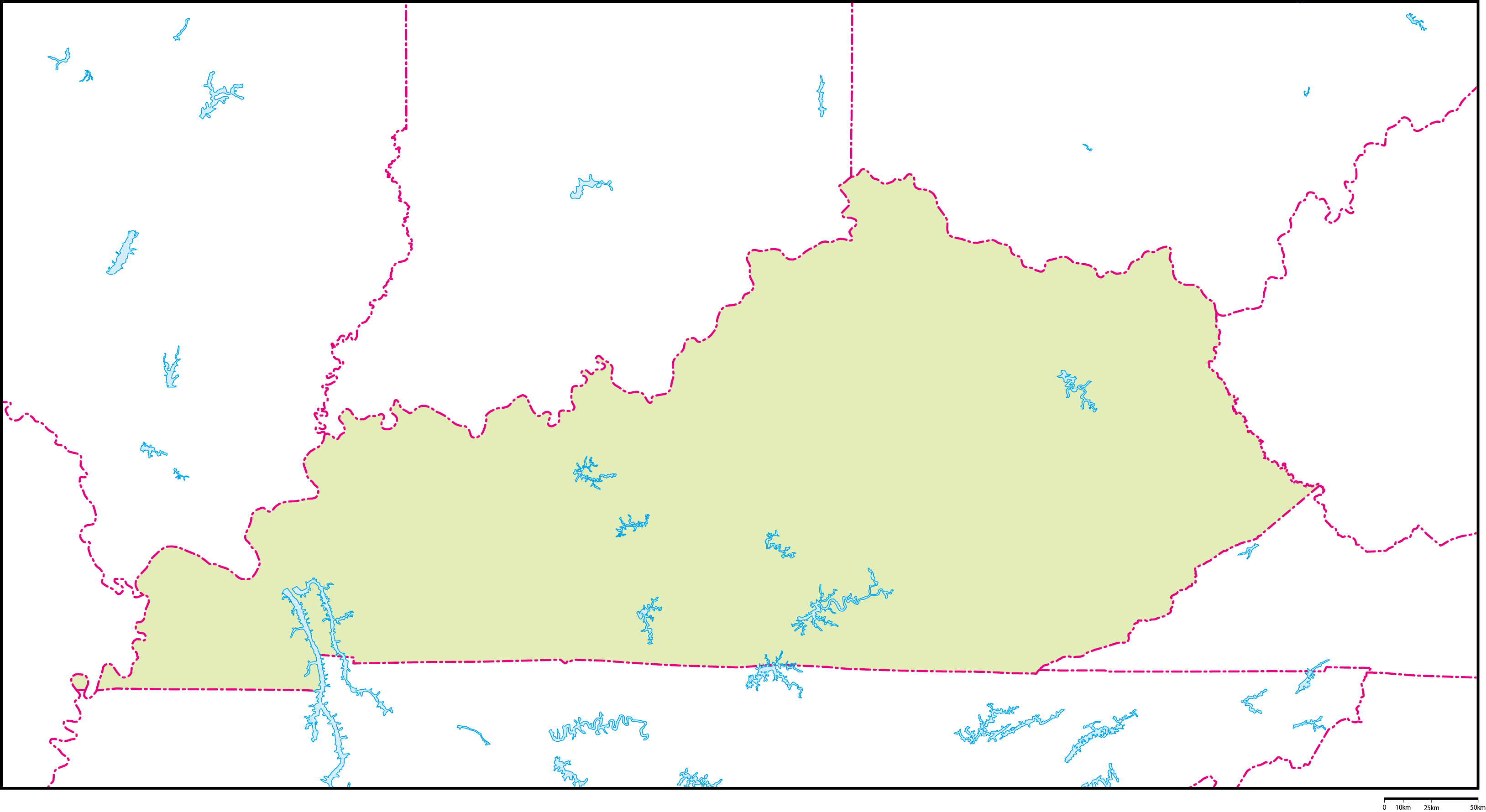 ケンタッキー州地図フリーデータの画像