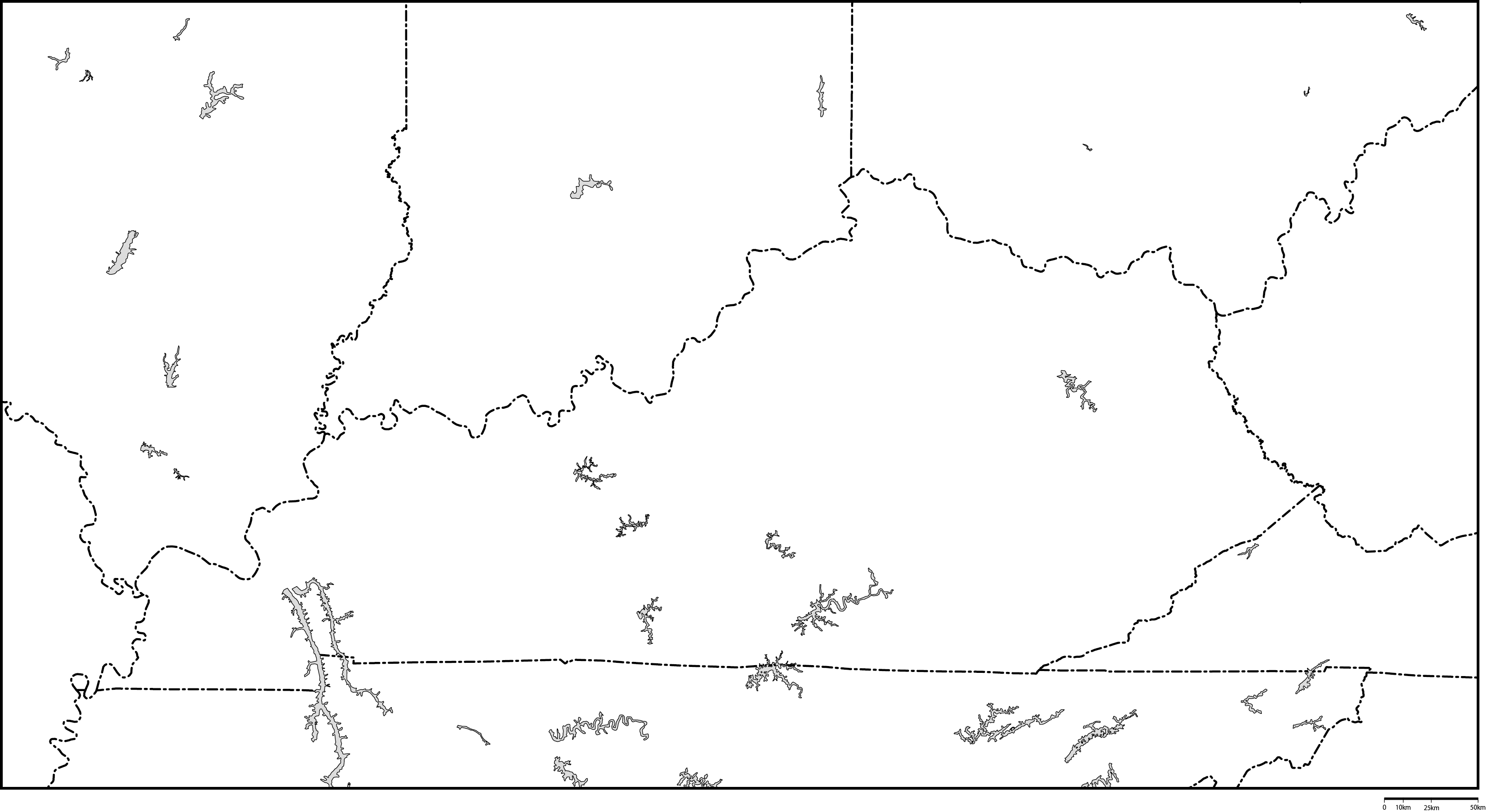 ケンタッキー州白地図フリーデータの画像