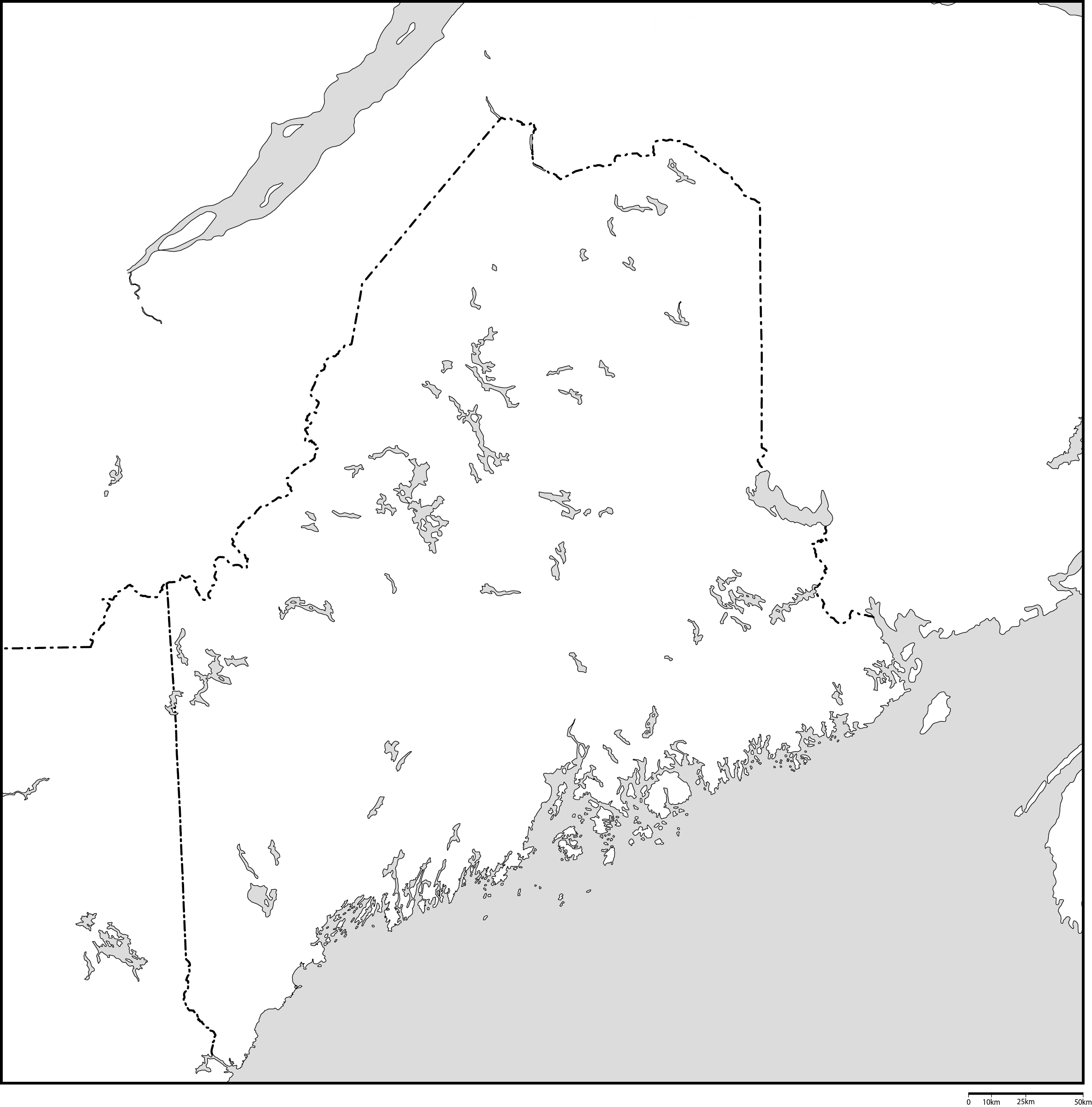 メイン州白地図フリーデータの画像