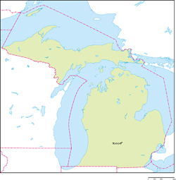 ミシガン州地図州都あり(日本語)