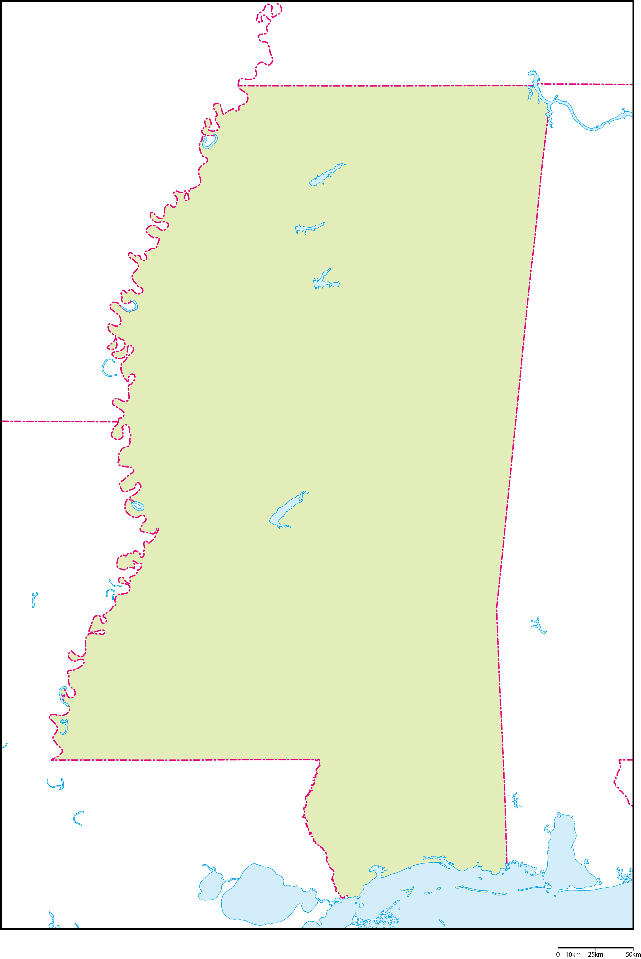 ミシシッピ州地図フリーデータの画像