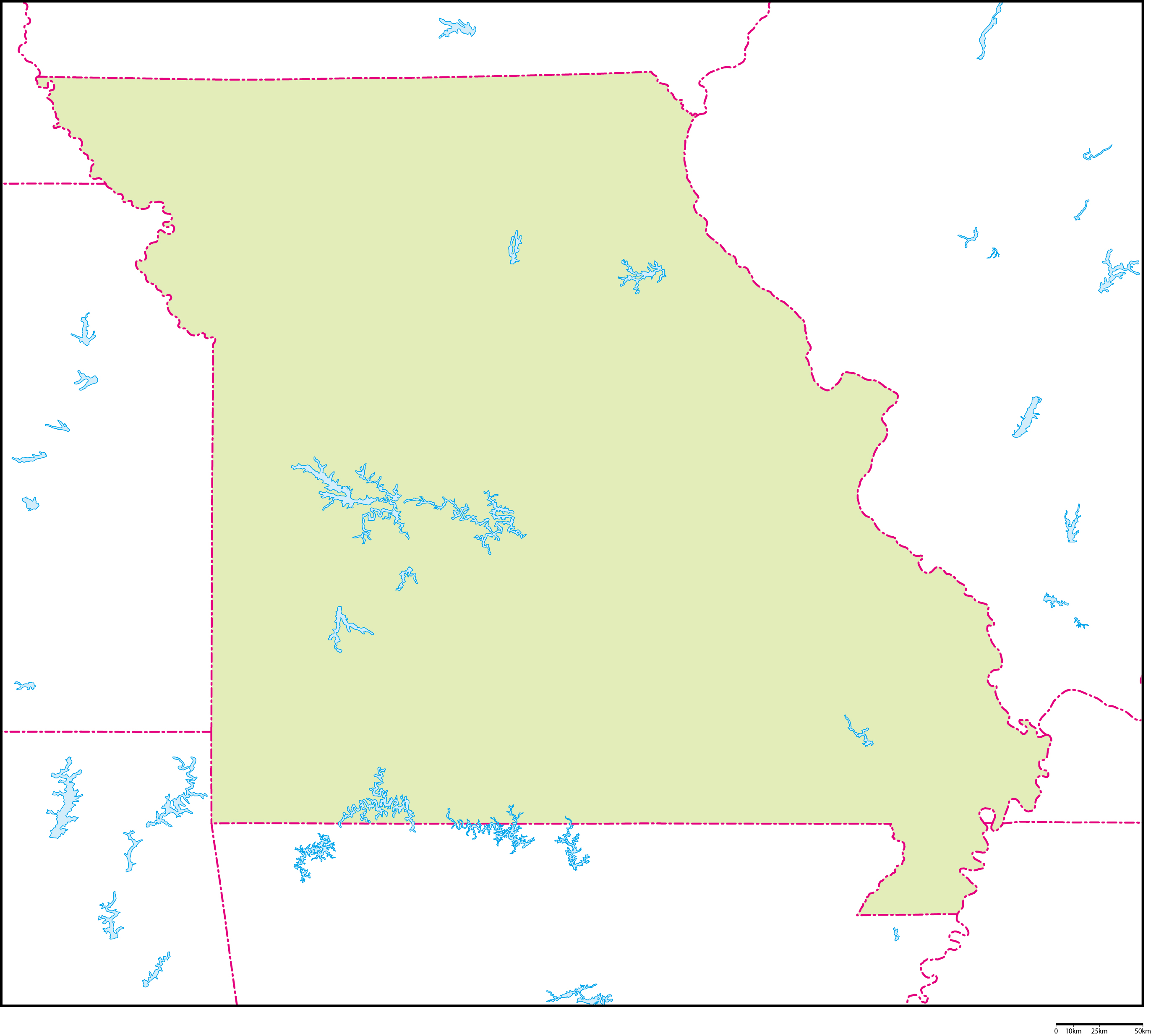 ミズーリ州地図フリーデータの画像