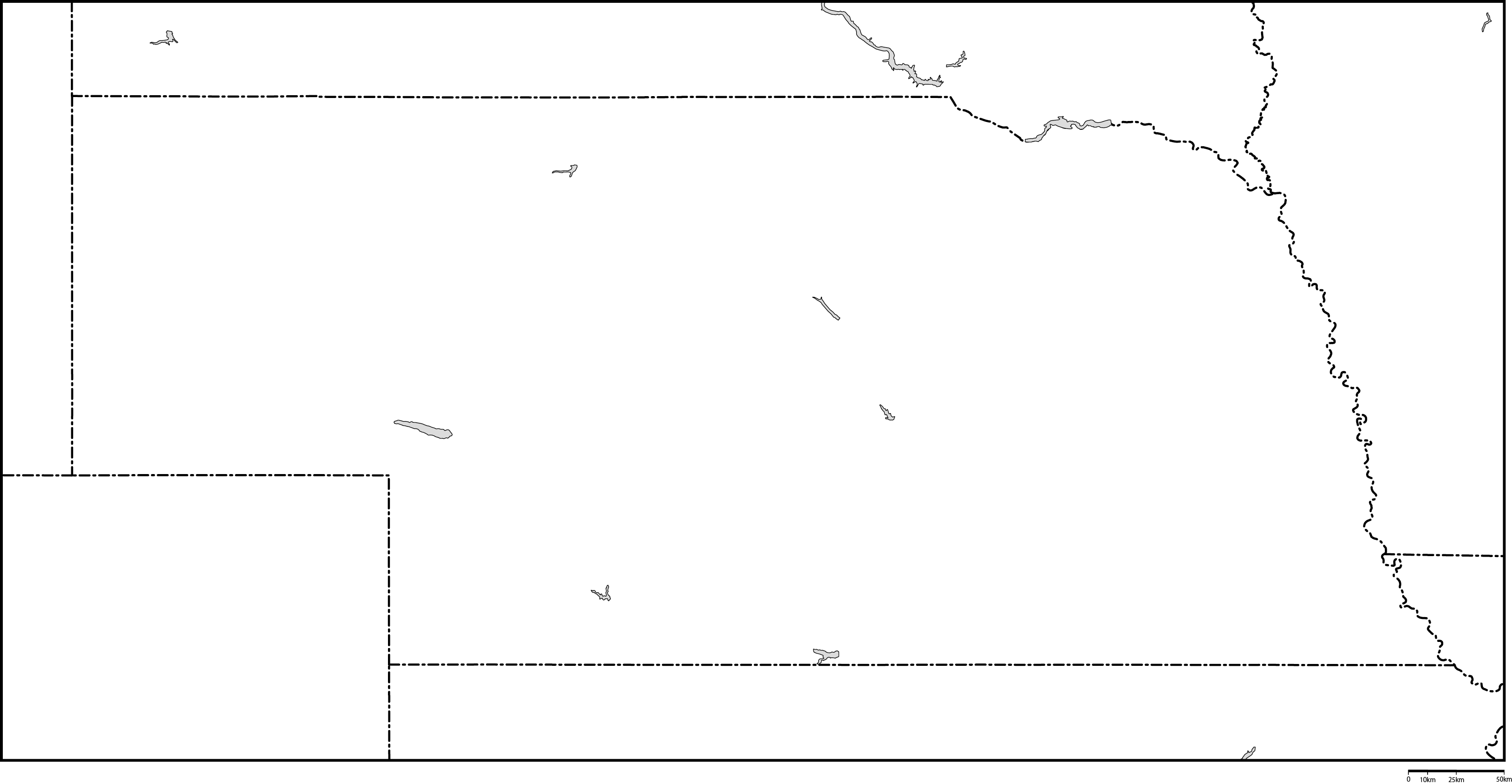 ネブラスカ州白地図フリーデータの画像