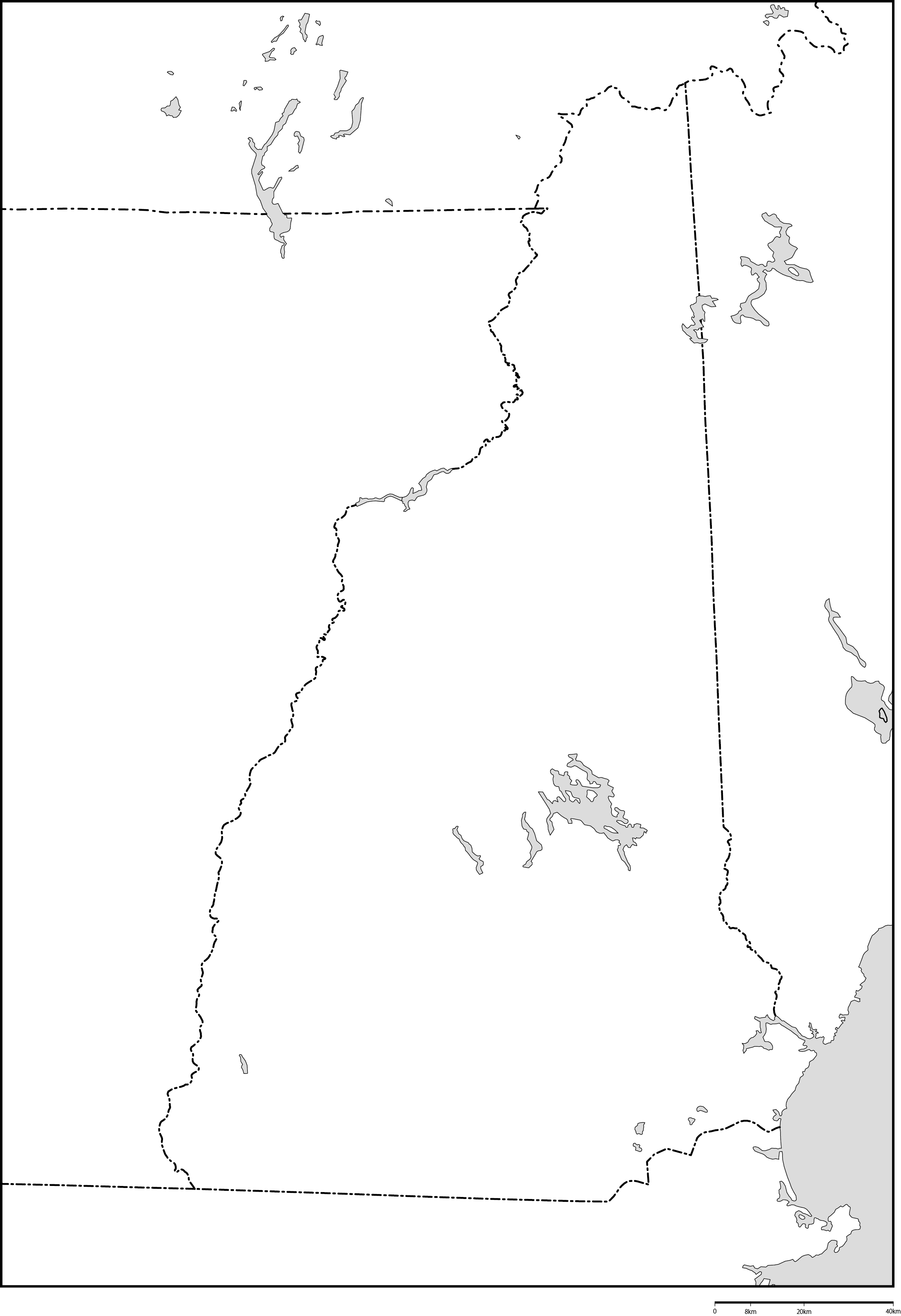 ニューハンプシャー州白地図フリーデータの画像