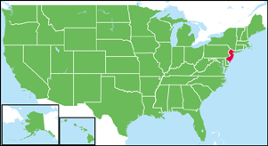 ニュージャージー州の地図・白地図 State of New Jersey