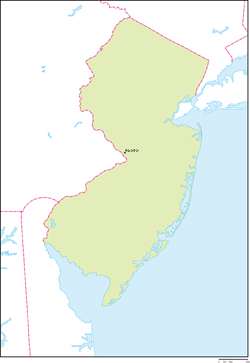 ニュージャージー州地図州都あり(日本語)