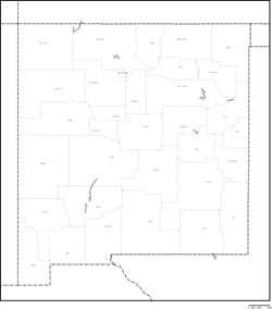 ニューメキシコ州郡分け地図郡名あり(日本語)
