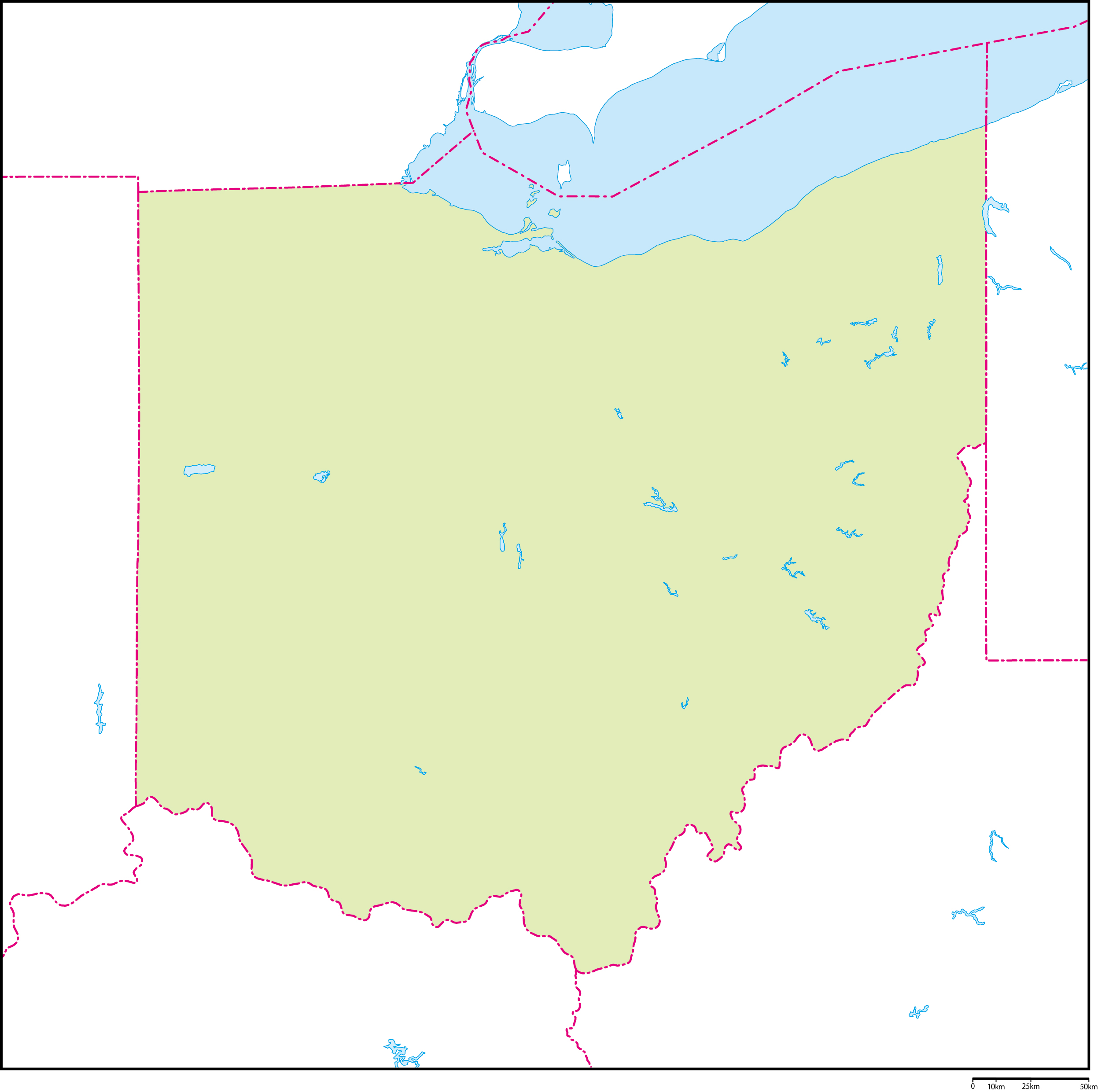 オハイオ州地図フリーデータの画像