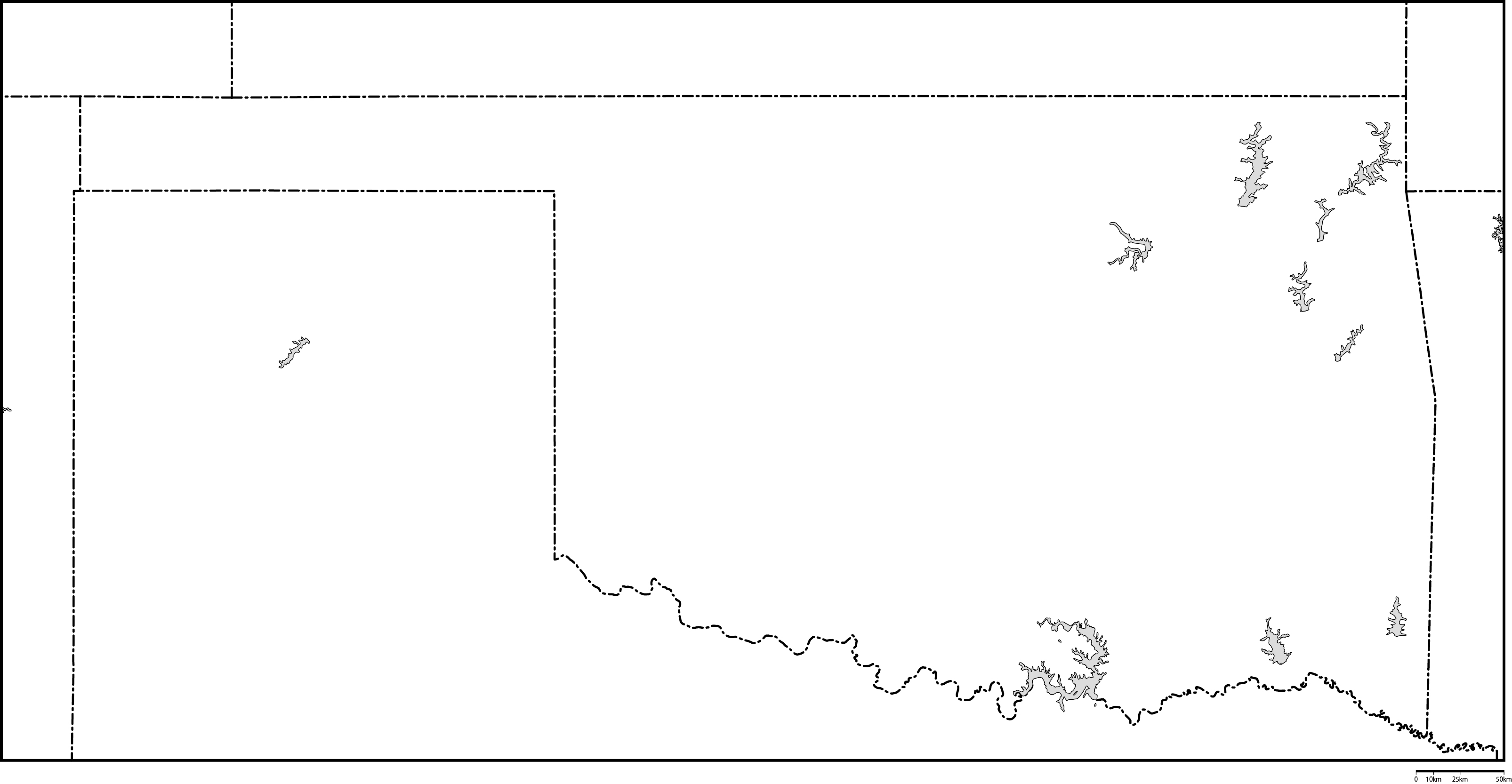 オクラホマ州白地図フリーデータの画像
