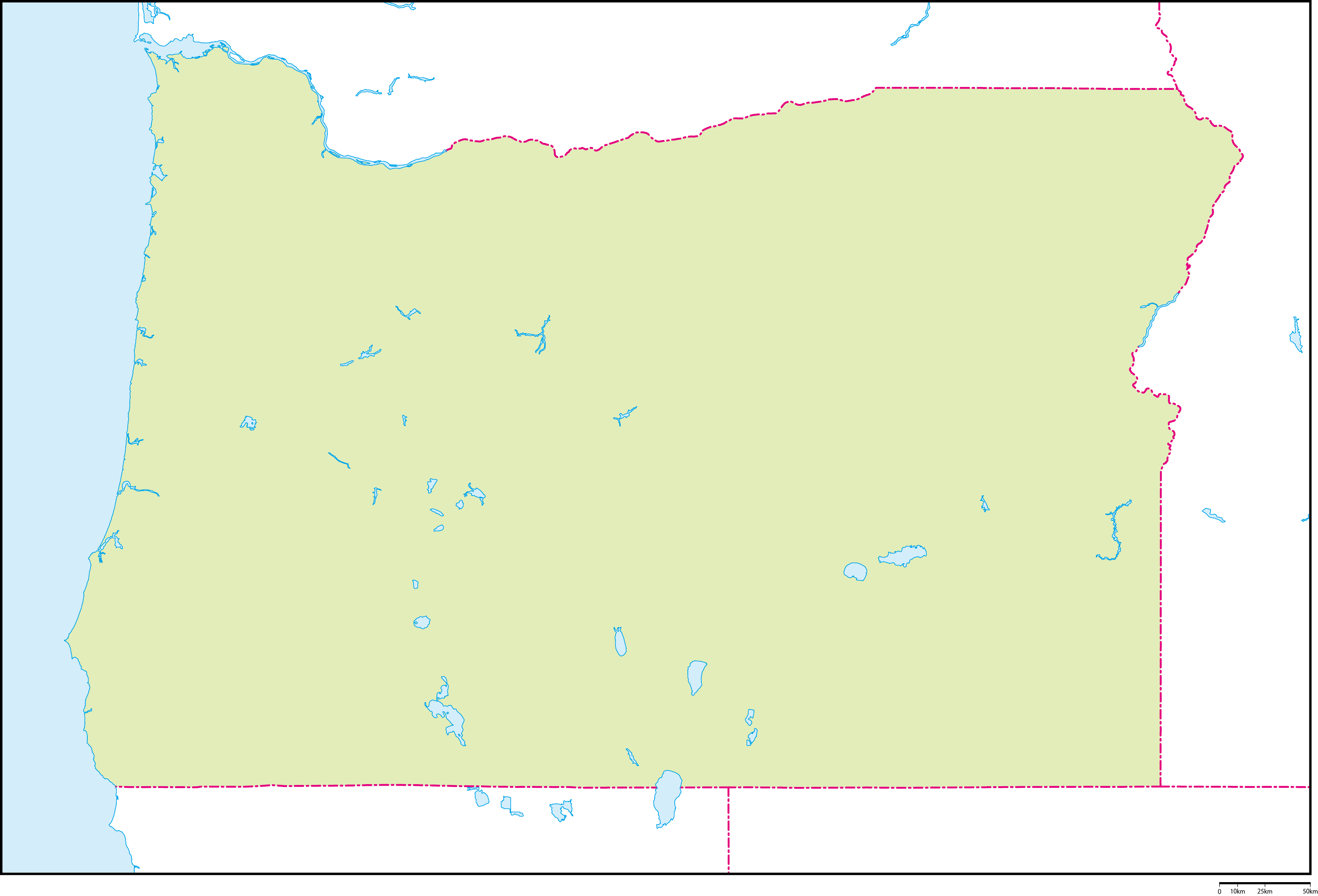 オレゴン州地図フリーデータの画像