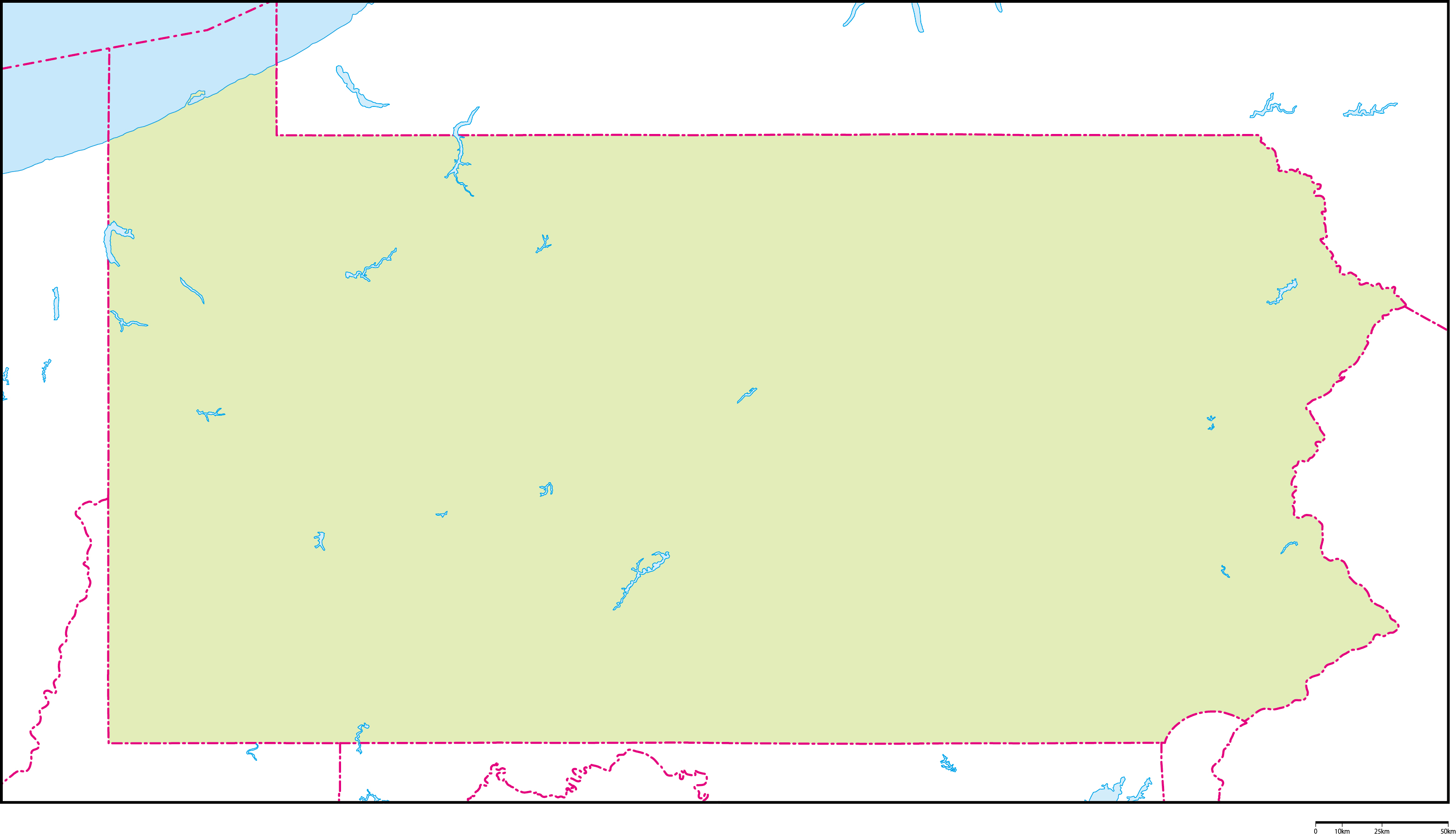 ペンシルベニア州地図フリーデータの画像