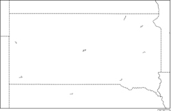 サウスダコタ州白地図州都あり(日本語)