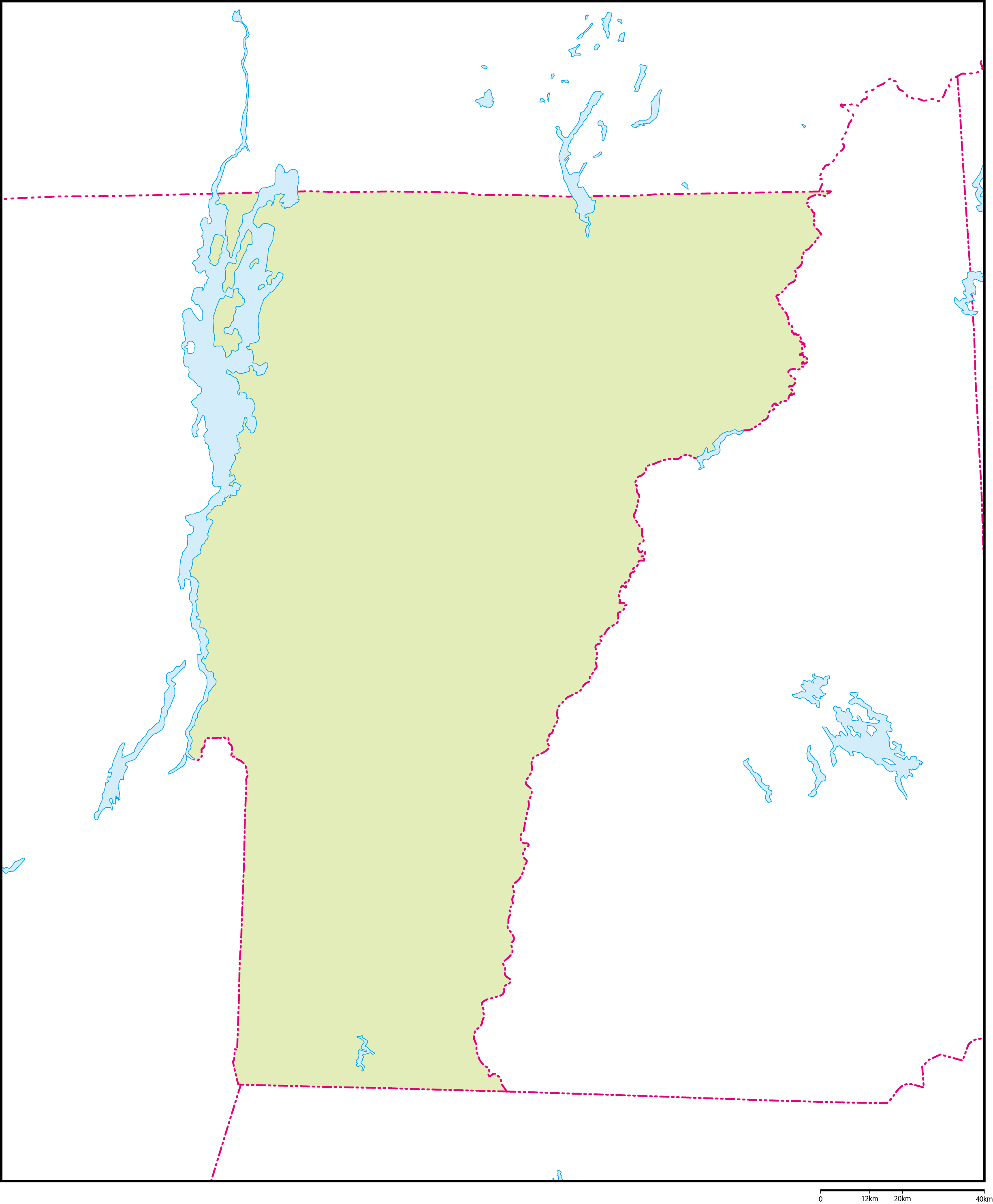 バーモント州地図フリーデータの画像