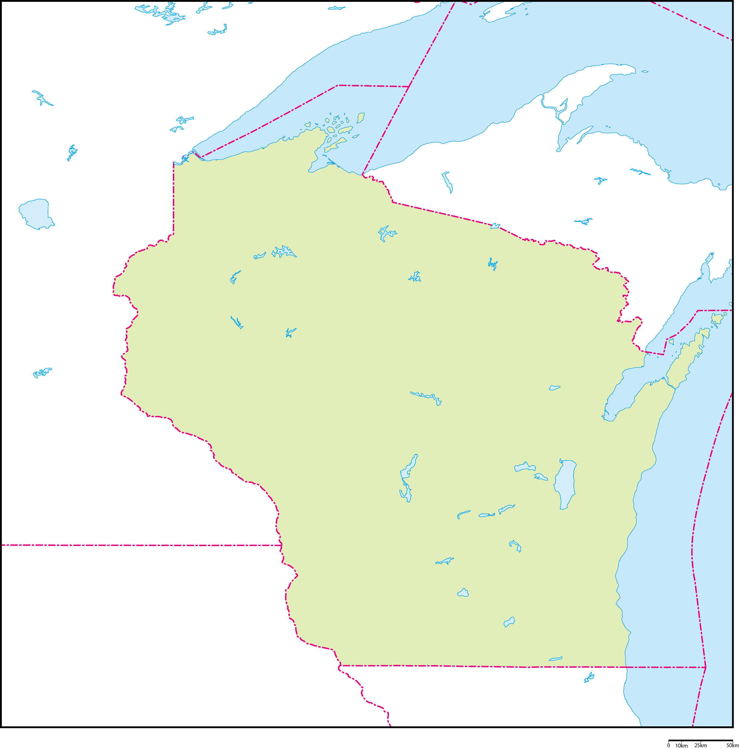 ウィスコンシン州地図フリーデータの画像