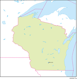 ウィスコンシン州地図州都あり(日本語)