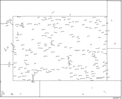 ワイオミング州白地図州都・主な都市あり(英語)