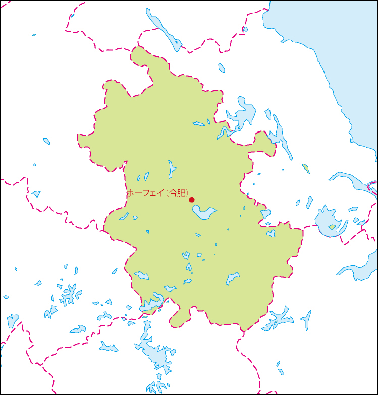 安徽省地図(省都あり)のフリーデータの画像