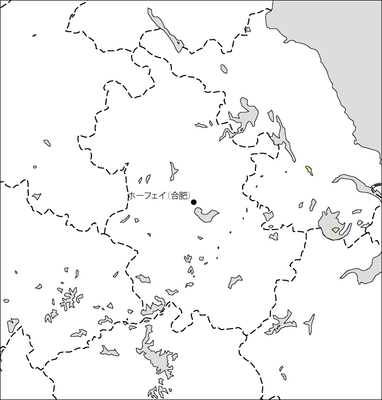 安徽省白地図(省都あり)のフリーデータの画像