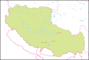 チベット自治区地図(主な都市あり)の小さい画像