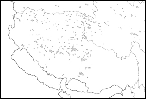 チベット自治区白地図(省都あり)の小さい画像