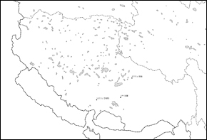 チベット自治区白地図(主な都市あり)の小さい画像