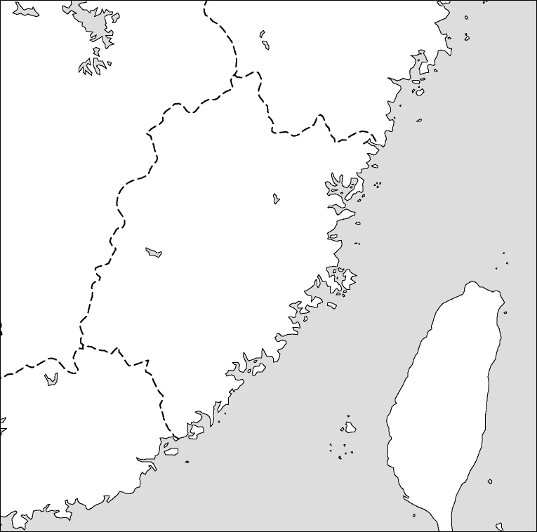 福建省白地図のフリーデータの画像