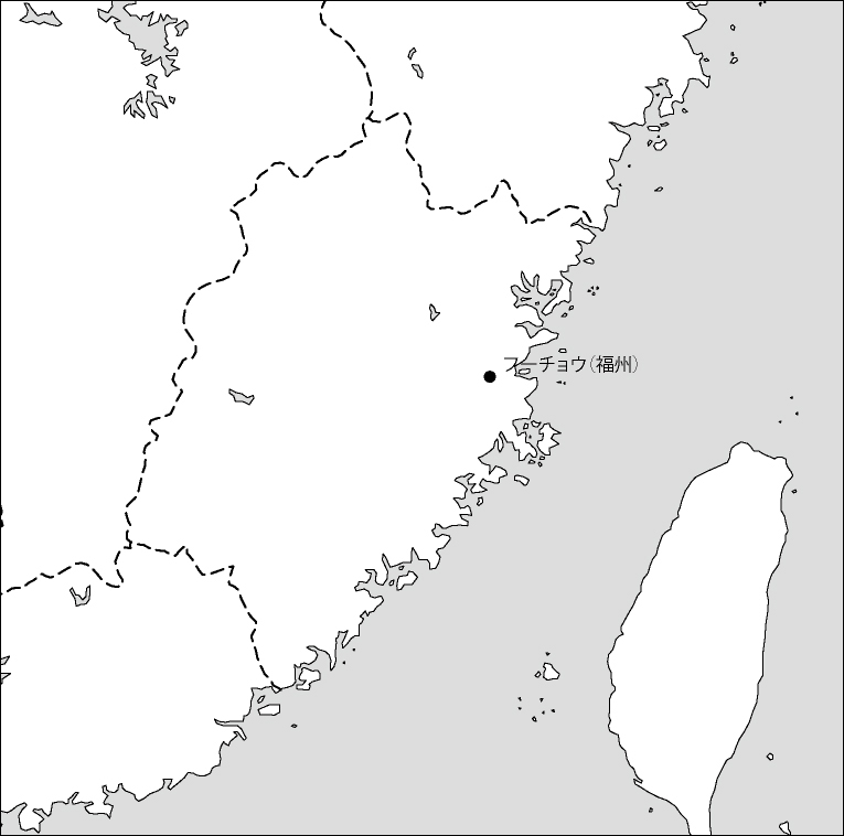 福建省白地図(省都あり)のフリーデータの画像