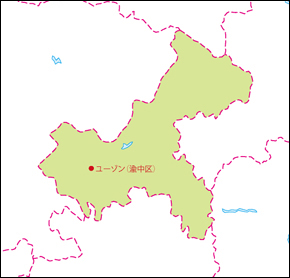 重慶市地図(省都あり)の小さい画像