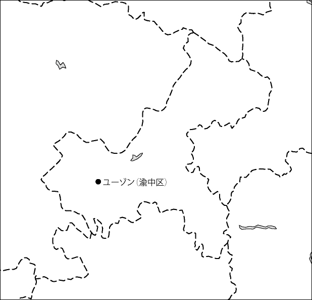 重慶市白地図(省都あり)のフリーデータの画像