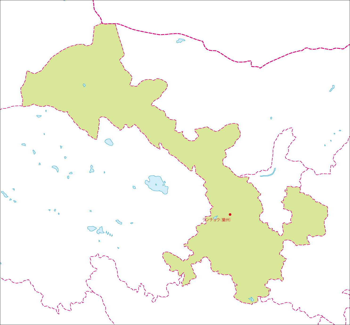 甘粛省地図(省都あり)のフリーデータの画像