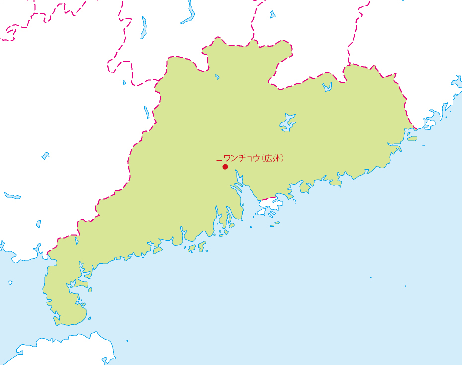 広東省地図(省都あり)のフリーデータの画像