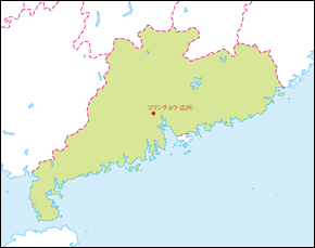 広東省地図(省都あり)の小さい画像