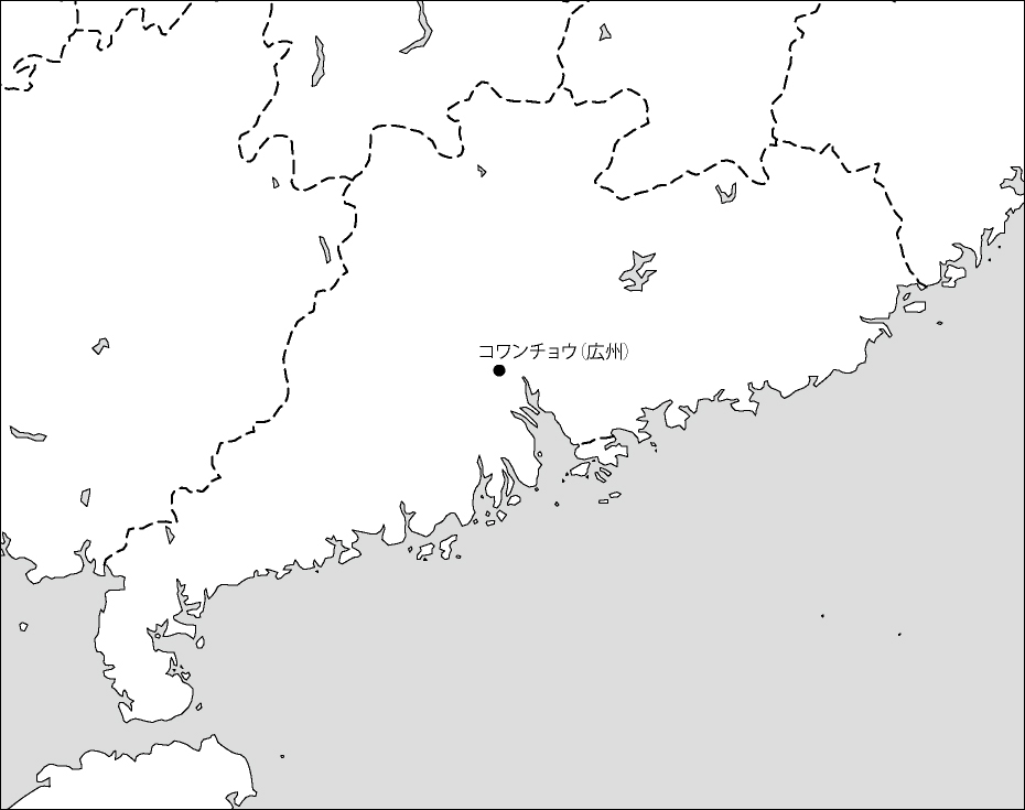 広東省白地図(省都あり)のフリーデータの画像