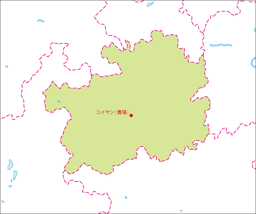 貴州省地図(省都あり)のフリーデータの画像