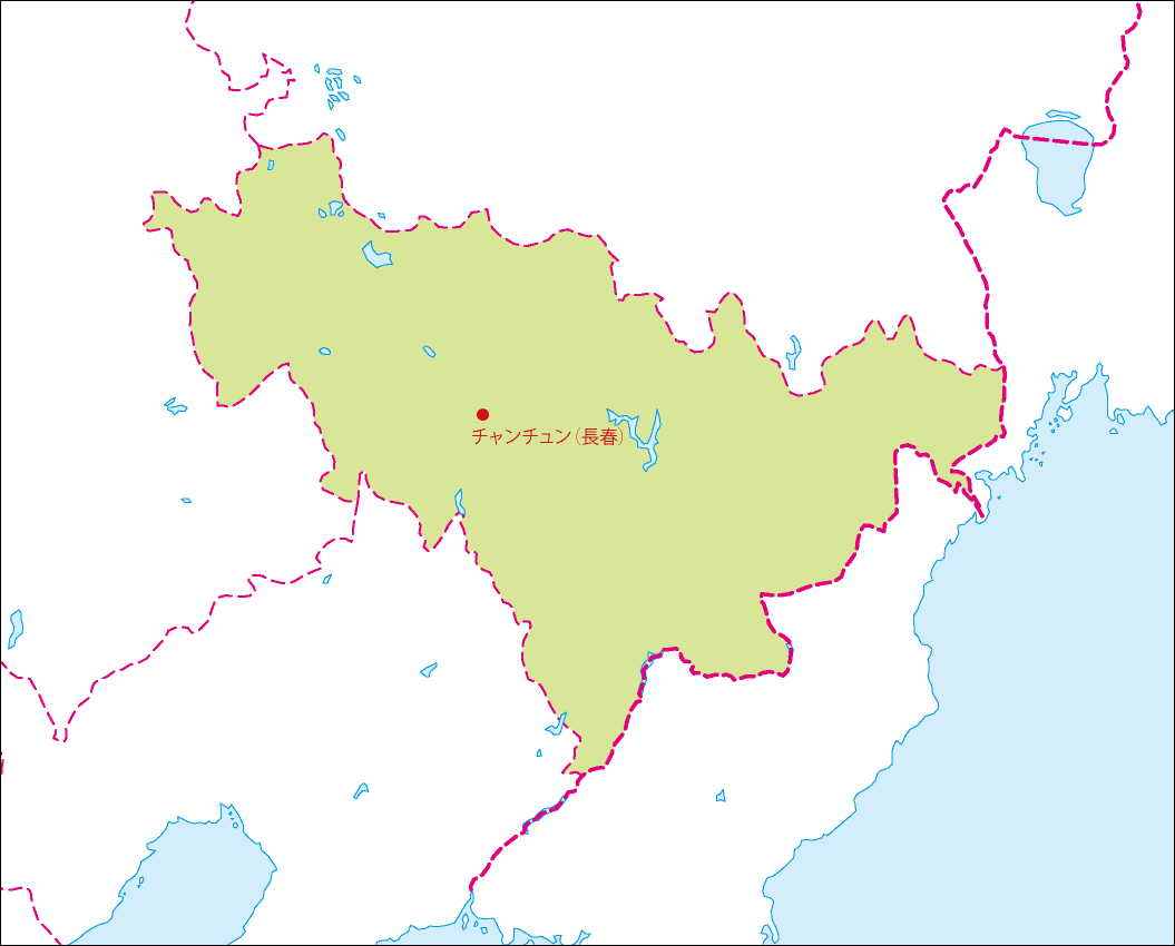 吉林省地図(省都あり)のフリーデータの画像