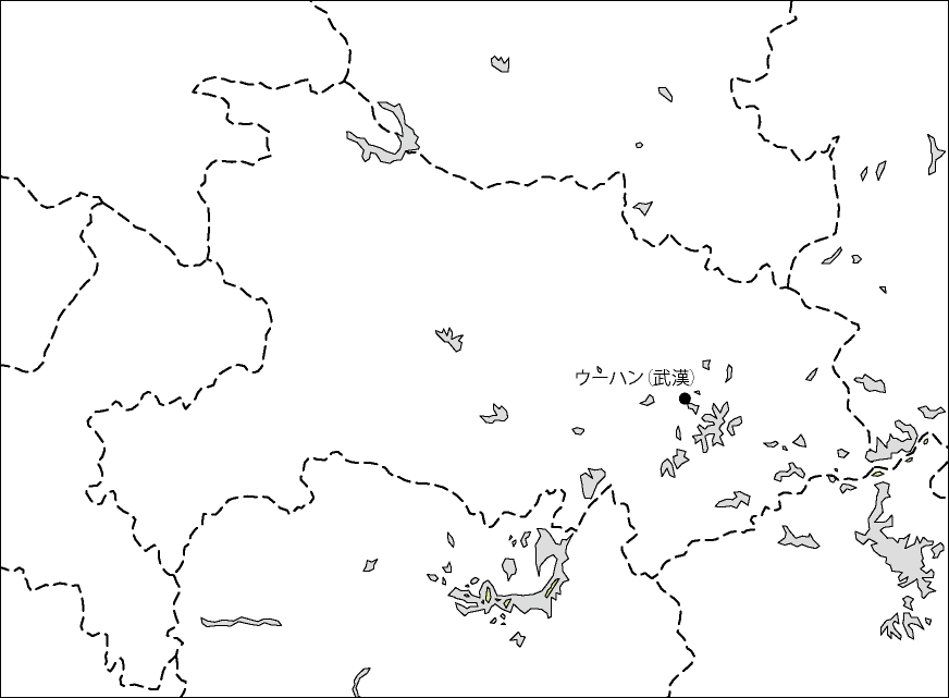 湖北省白地図(省都あり)のフリーデータの画像